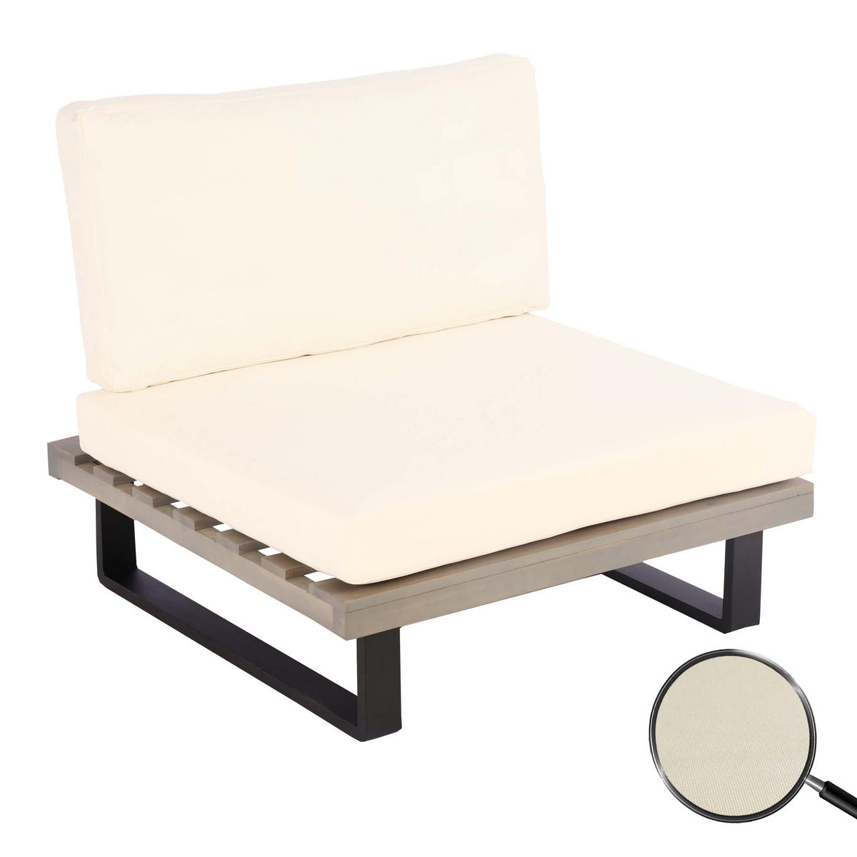 LOUNGE-SESSEL Schwarz, Grau, Cremeweiß - Schwarz/Weiß, Holz (82/75/82cm) - MCW