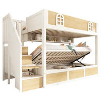 ETAGENBETT Weiß/Natur mit Treppenschrank und Stauraum - Naturfarben, Holzwerkstoff (90/200cm) - ComfortXL