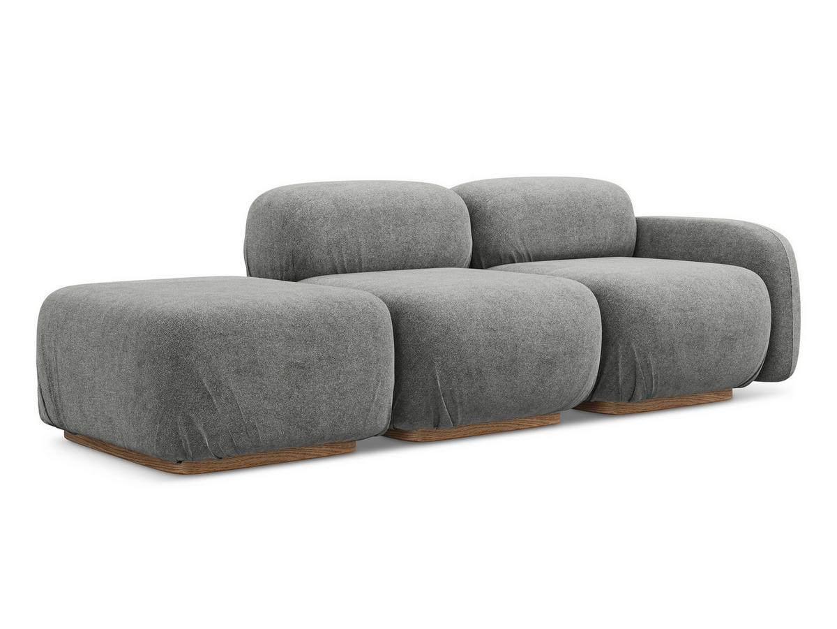 3-SITZER SOFA Links Bouclé Stoff Beige - Beige/Creme, Holz/Textil (95/73/258cm) - Makamii