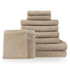 HANDTUCH 8-teilig, 2x Badetuch 70/140 + 4x Handtuch 50/100 + 2x Gästetuch 30/30 + 2x Waschlappen 15/20 cm, Taupe - Taupe, Textil (70/140cm) - Blumtal