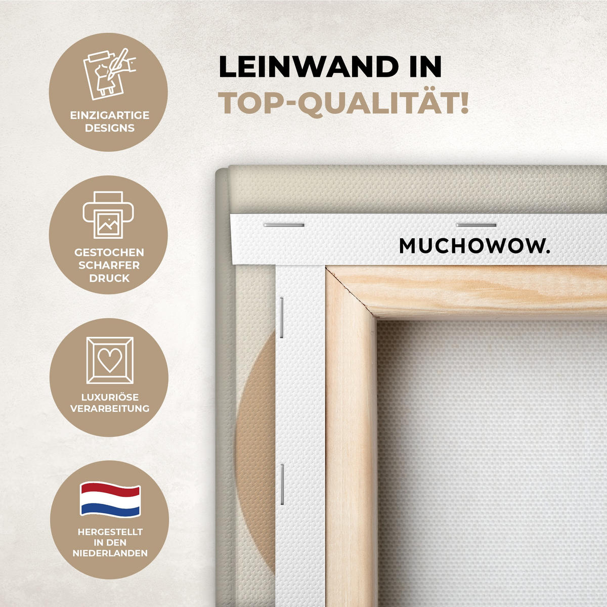 LEINWANDBILD Japandi - Landschaft - Beige 80x120 cm - Cognac, Textil (80/120cm) - MuchoWow