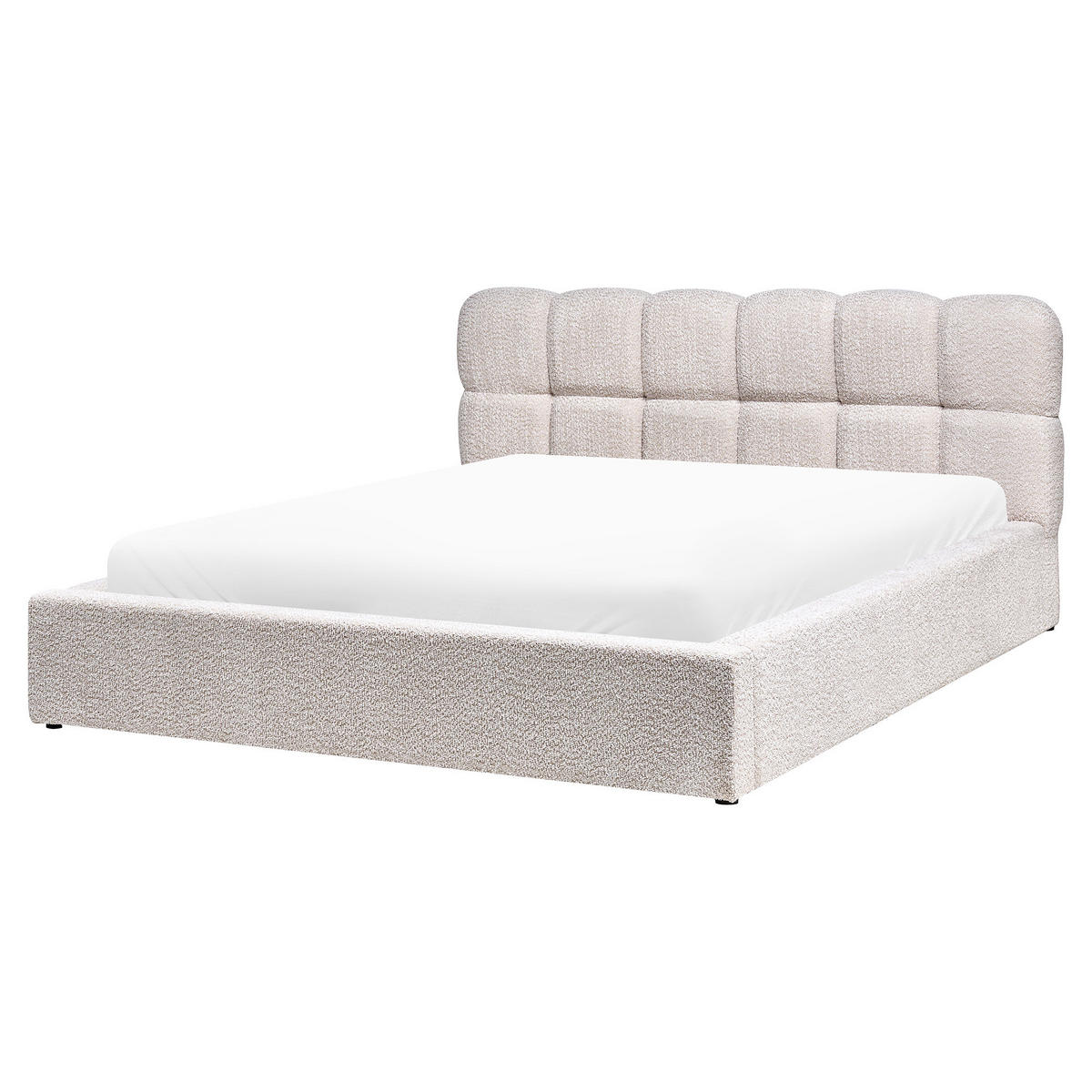 BETT mit Stauraum 160/200 cm Bouclé Hellbeige Baston - Beige, Textil (160/200cm) - Beliani