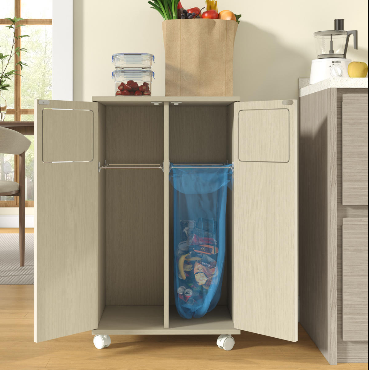KOMMODE 46,7/35/80 cm in Weiß auf Rollen mit 2 Fächern - Weiß, Holzwerkstoff (46/80/35cm) - Flora Grace