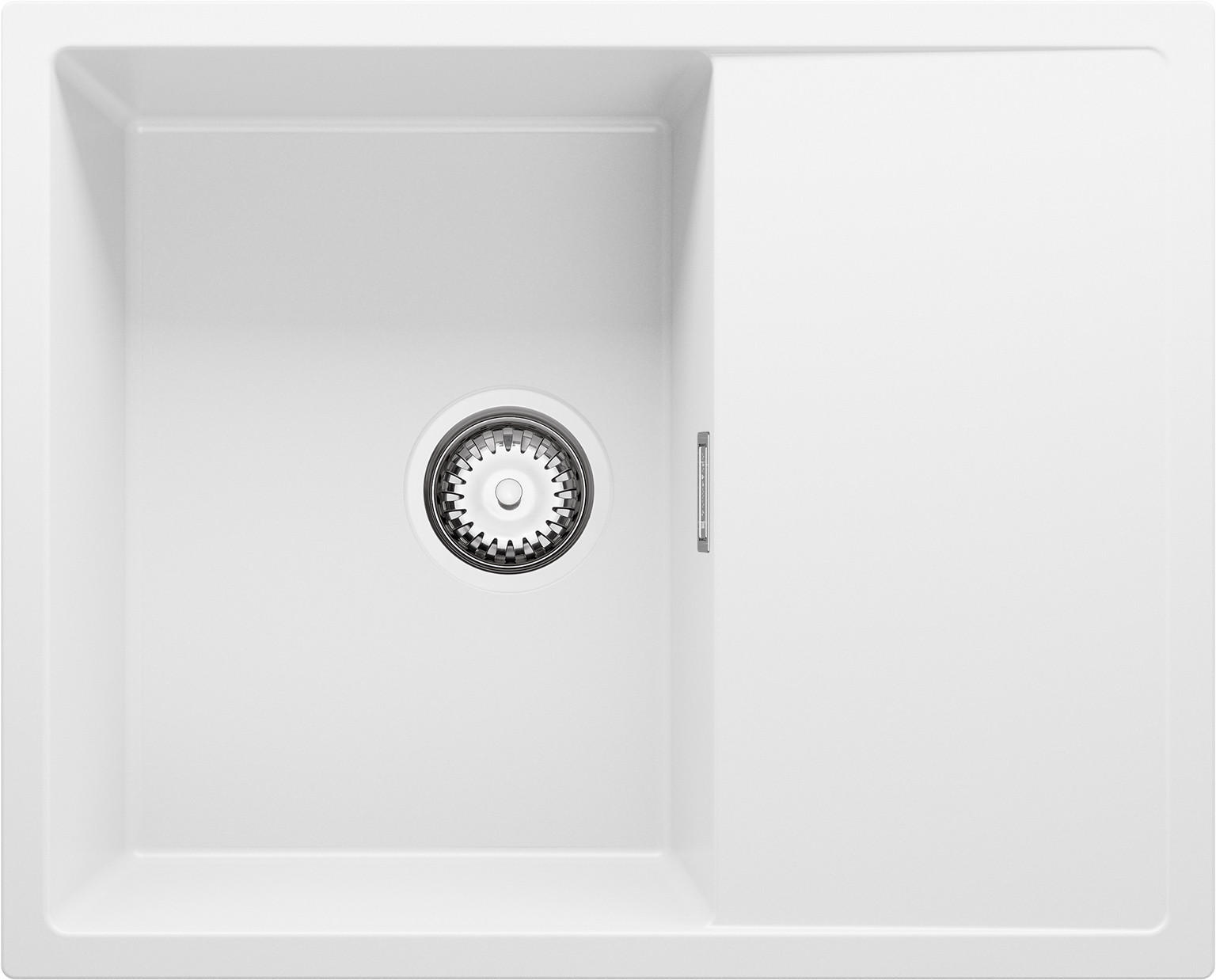 SPÜLBECKEN Ibiza, 2-er set Weiß 62/50 cm 1 Becken + Ablauf-Set ab 45er Unterschrank - Chromfarben/Weiß, Kunststoff (62/19/50cm) - Primagran