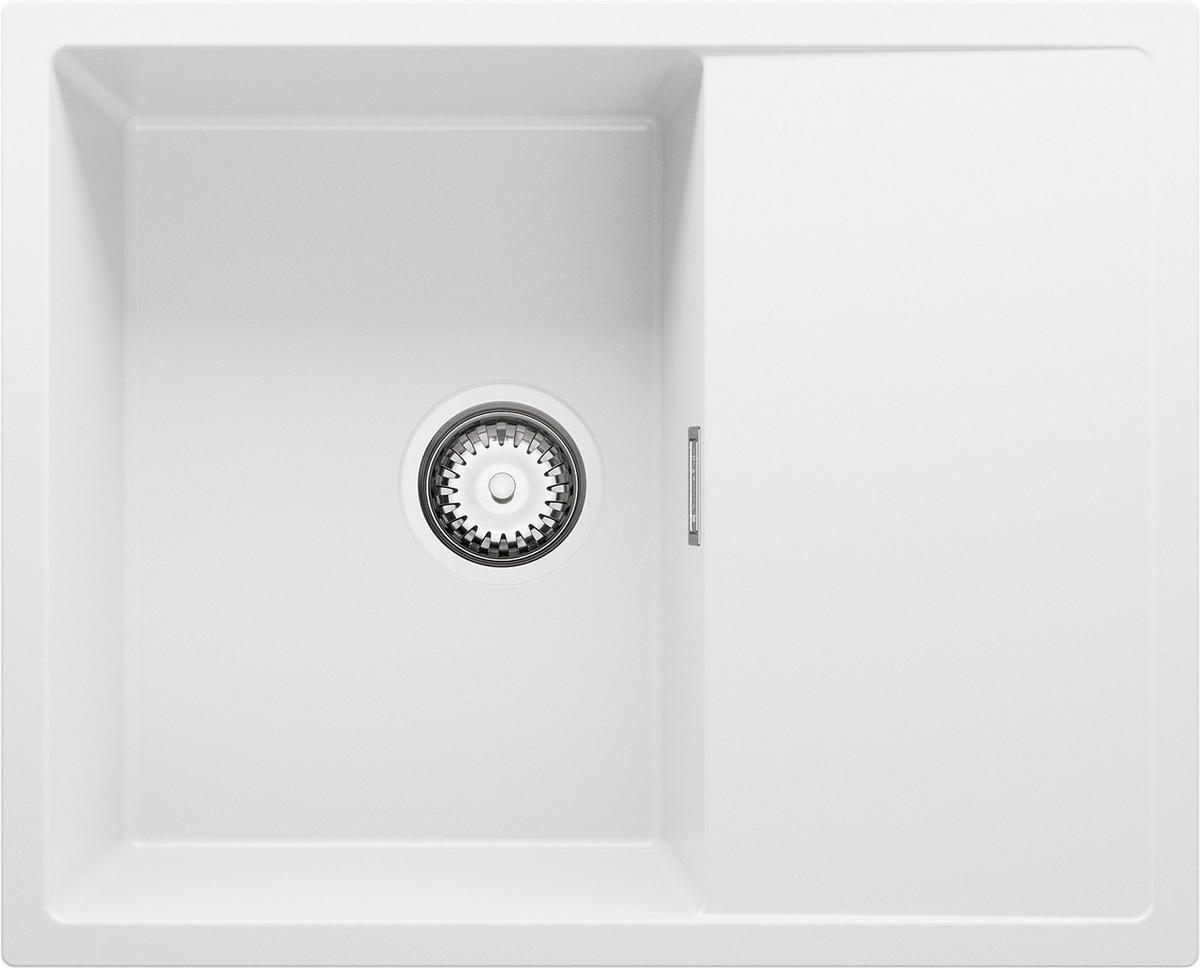 SPÜLBECKEN Ibiza, 2-er set Weiß 62/50 cm 1 Becken + Ablauf-Set ab 45er Unterschrank - Chromfarben/Weiß, Kunststoff (62/19/50cm) - Primagran