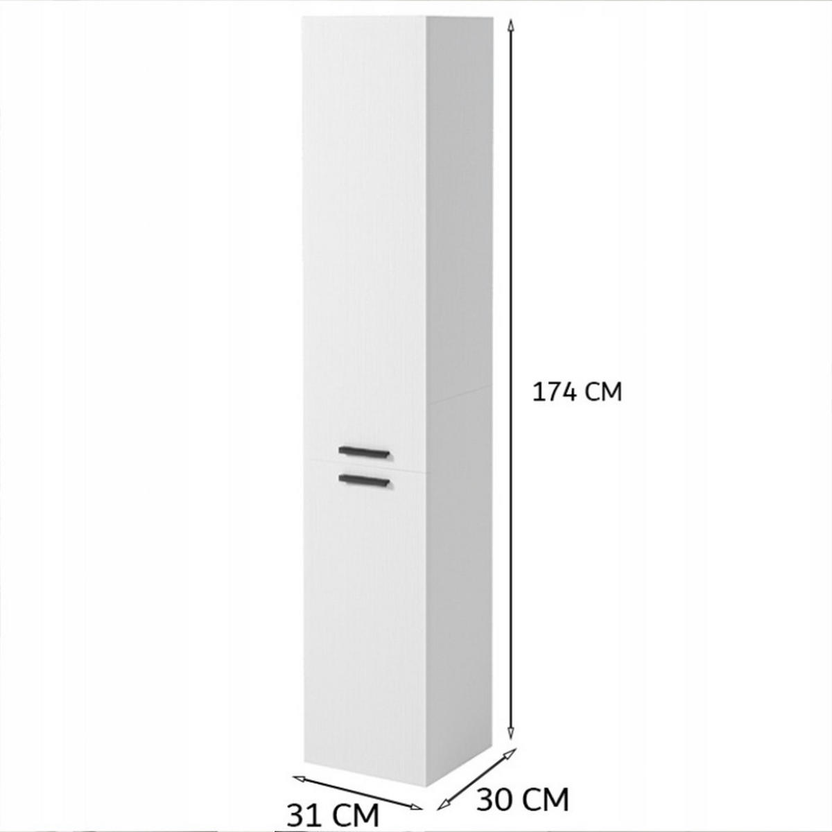 BADEZIMMERSCHRANK, weiß 31/30/174 cm - Weiß, Holzwerkstoff (31/174/30cm)