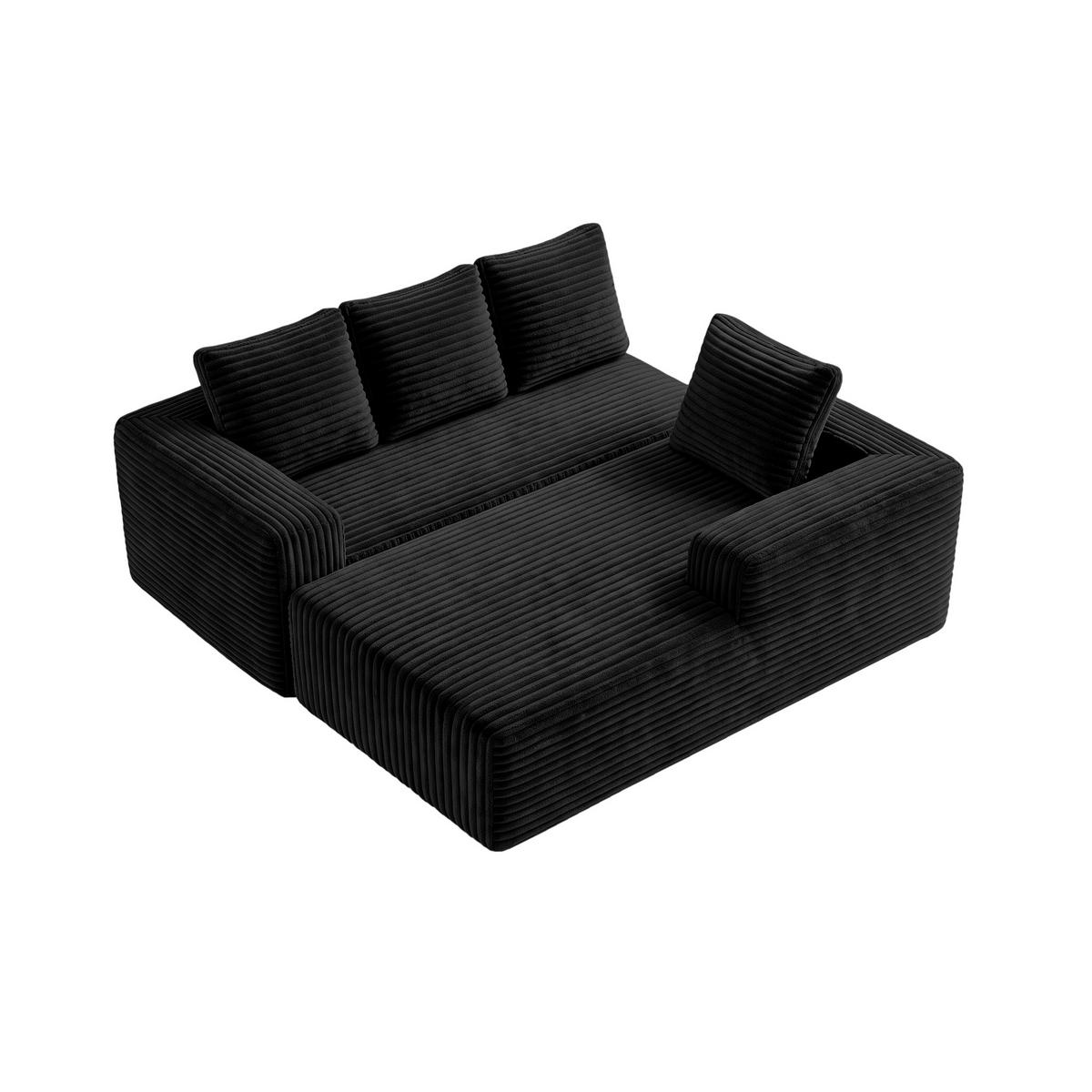 ECKSOFA Cloud L-Form mit linker Chaise, DE-42592, Schwarz - Schwarz, Textil (261/168cm) - ComfortXL