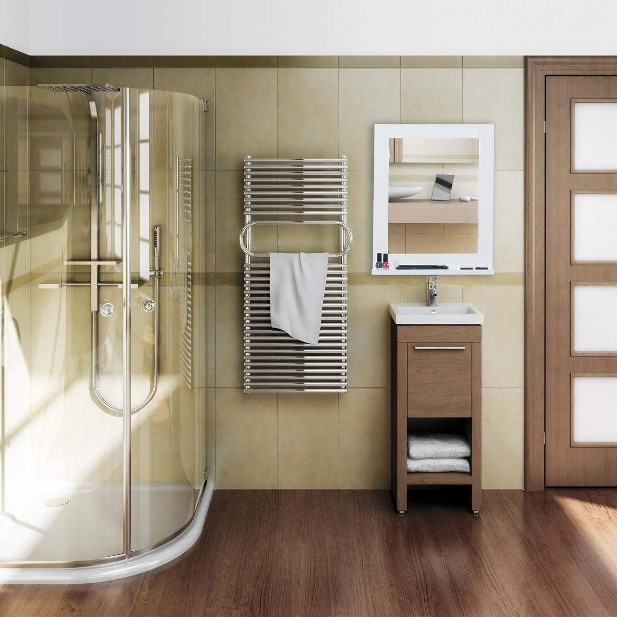 WANDSPIEGEL - Weiß, Glas/Holzwerkstoff (40/49/10cm) - Relaxdays