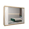 SCHWEBETÜRENSCHRANK 200/250/62 3-türig - Silberfarben/Weiß, Holz/Kunststoff (250/200/62cm) - Abiks Möbel