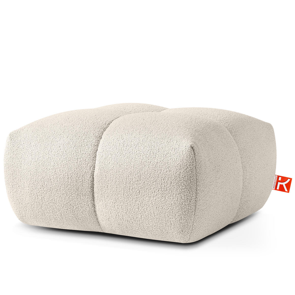 POUF VENA Bouclé, Weiß - Weiß, Holz/Textil (65/38/65cm) - KONSIMO®