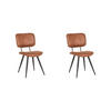 ESSZIMMERSTUHL Fos Braun 60/49/87 cm 2er-Set - Braun, Leder (49/87/60cm) - LABEL51