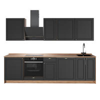 KÜCHENZEILE Fame-Line, Anthrazit-Gold Landhaus/Goldkraft Eiche, 280 cm, AP Eiche - Honigeiche/Anthrazit, Holzwerkstoff (280/206.8/60cm) - Vicco