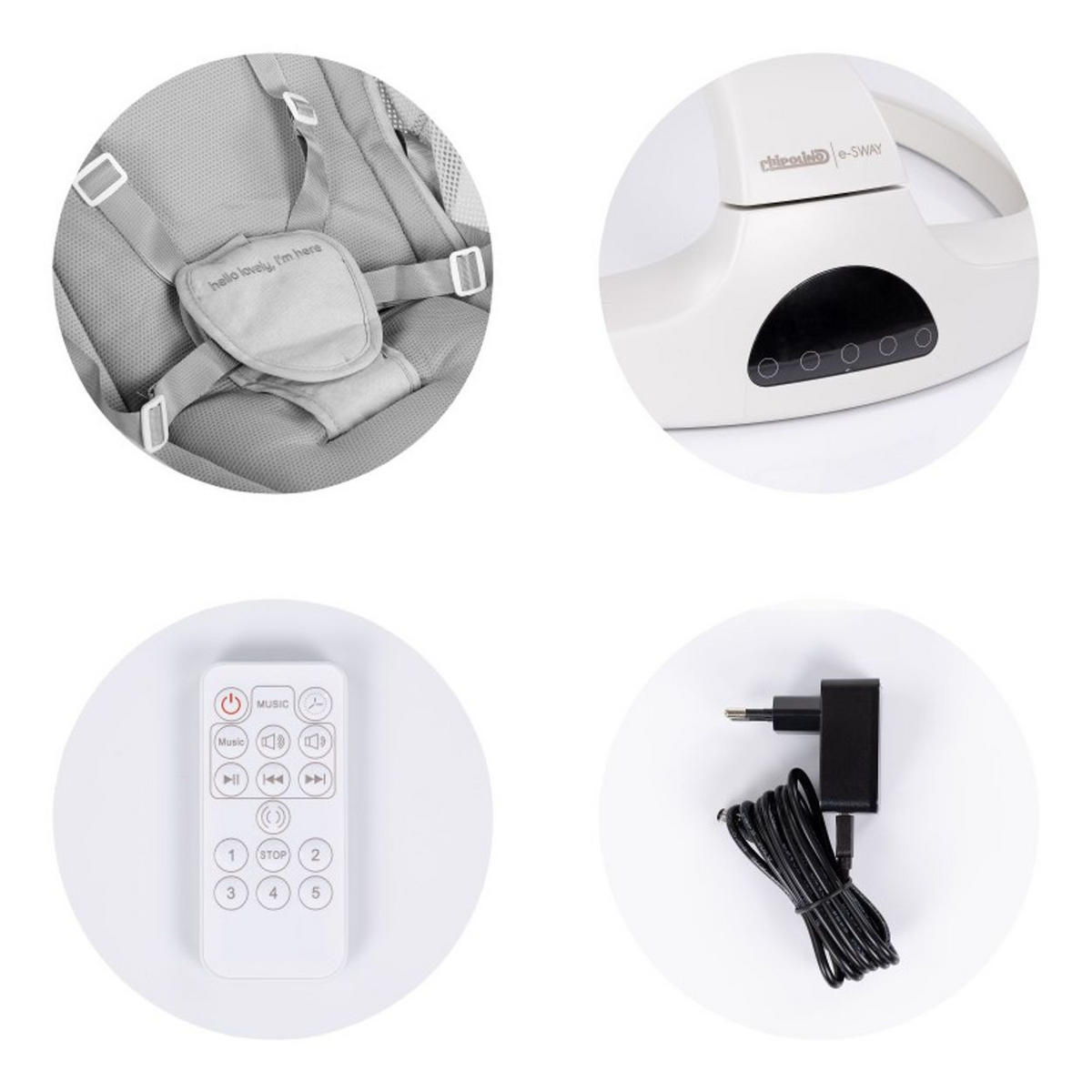 BABYWIPPE E-Sway rosa Bluetooth, Bewegungssensor, 5 Schwunggeschwindigkeiten, Fernbedienung - Rosa, Metall - Chipolino