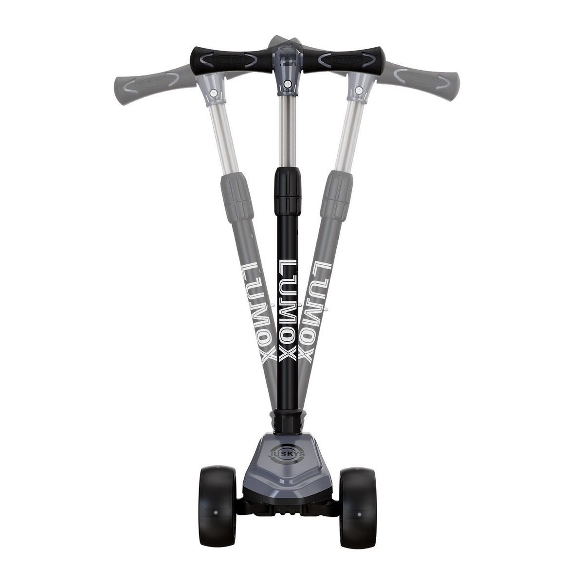 KINDERROLLER Lumox höhenverstellbarer Lenker inkl. Leuchtränder schwarz - Schwarz, Metall (59/28/81cm) - Juskys