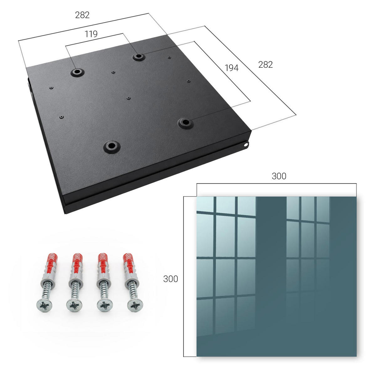SCHLÜSSELBOX Schwarz 30x30 cm- Türöffnung nach rechts - Mattes Türkis - Türkis, Metall (30/30/5cm) - TULUP