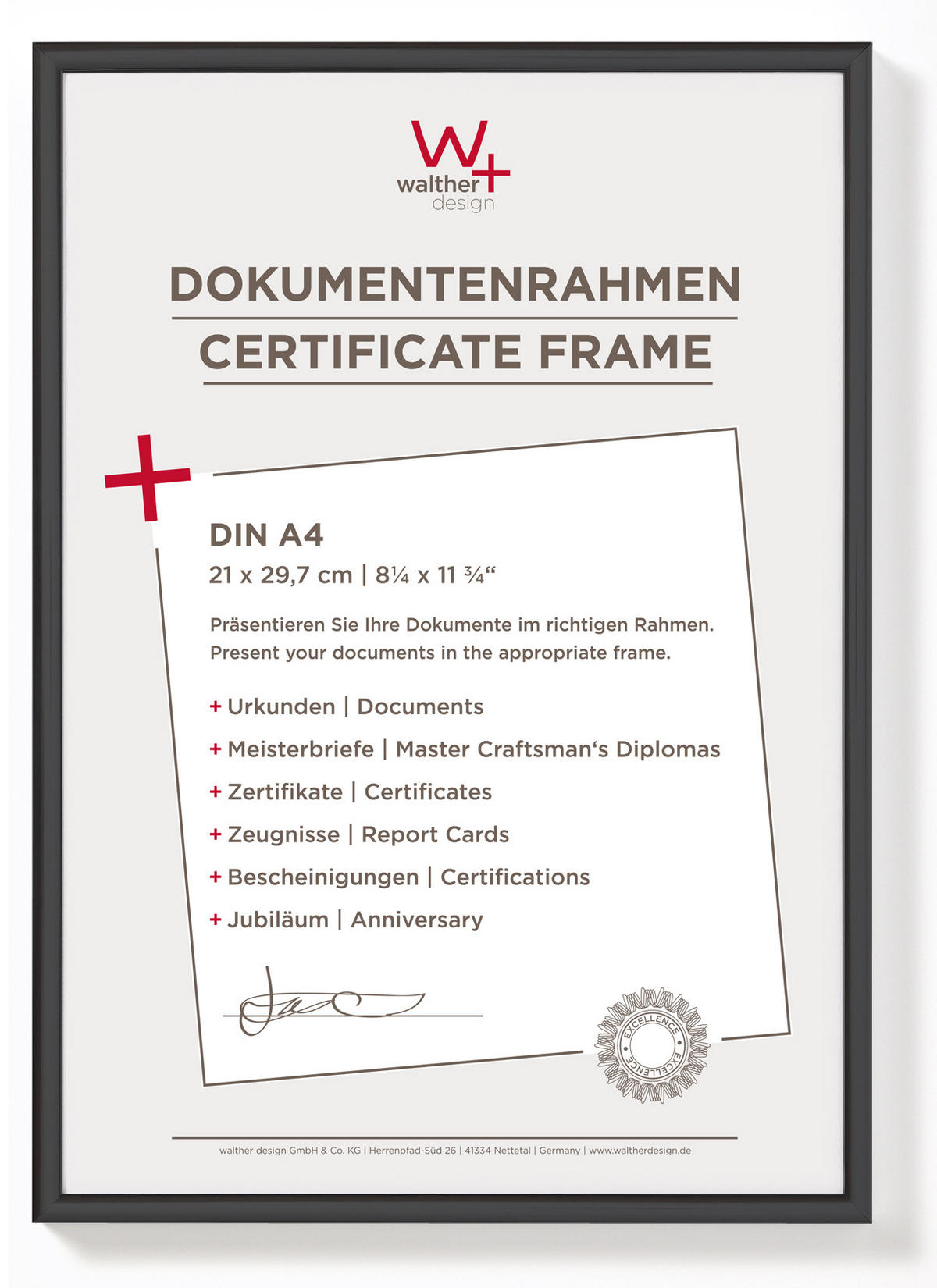 KUNSTSTOFFRAHMEN New Lifestyle Kst.Rahmen 21x29,7 cm schwarz - Schwarz, Kunststoff (22.2/31/1.4cm) - walther design
