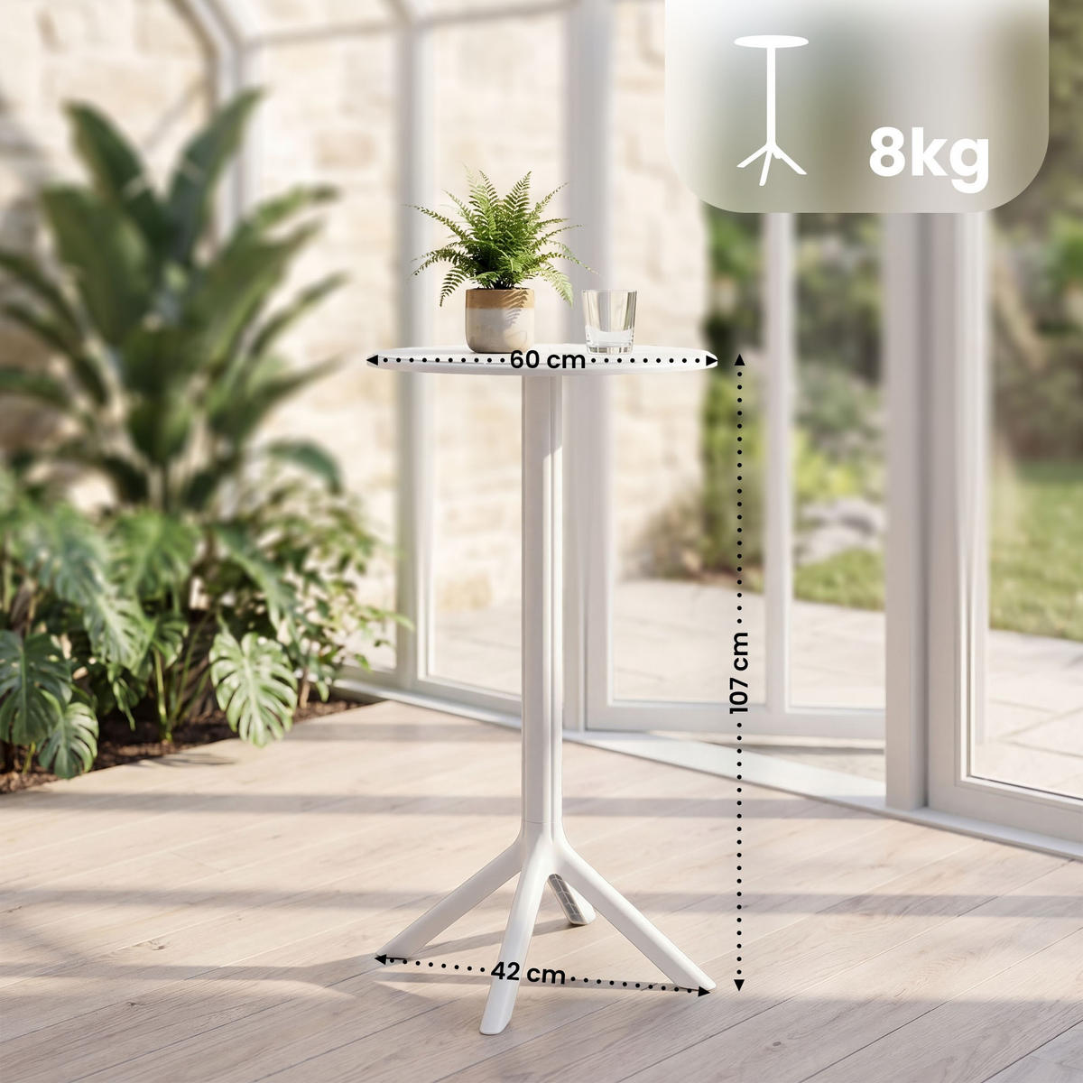 BARTISCH rund 60 cm Kunststoff Weiß - Weiß, Kunststoff (60/60/107cm) - CLP