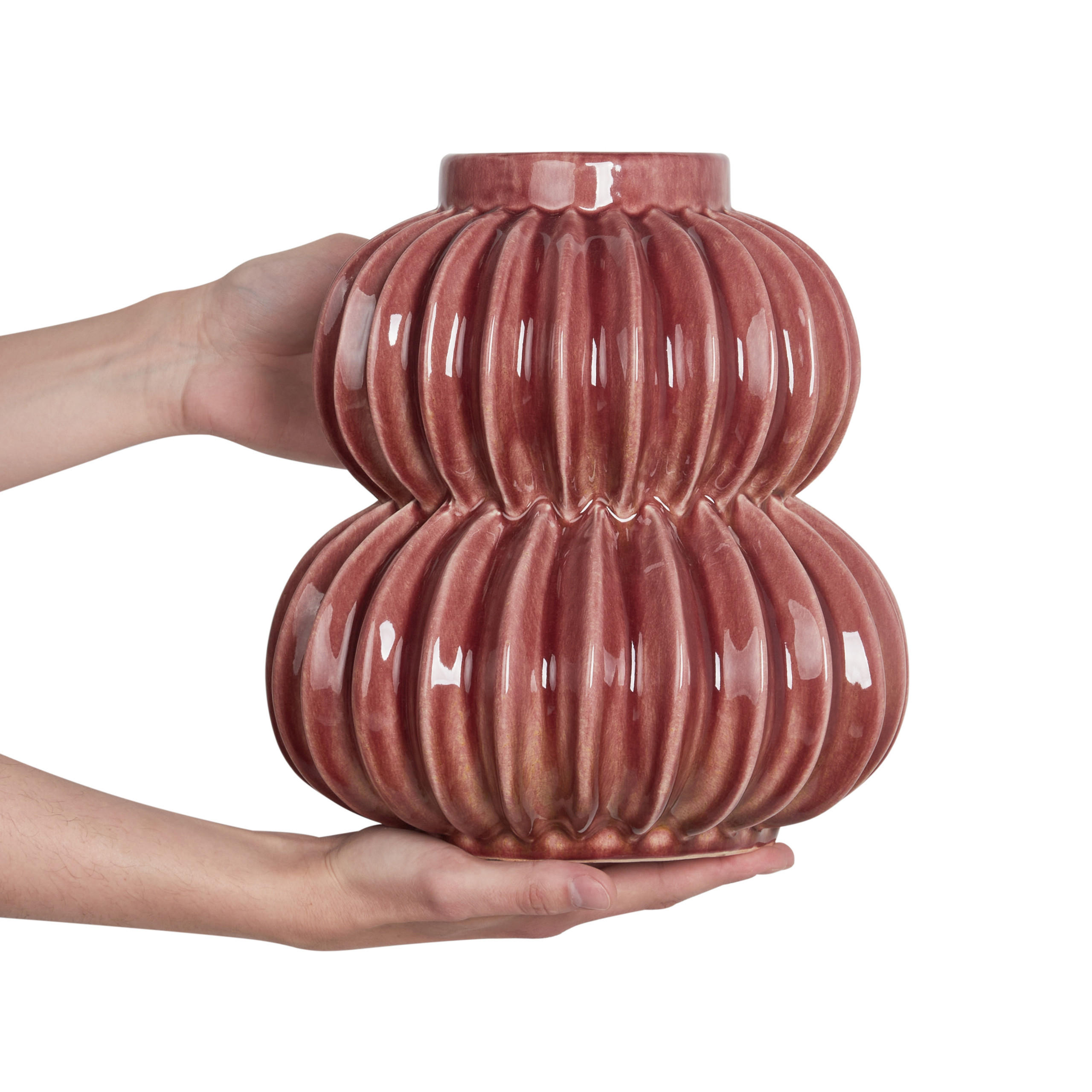 BLUMENVASE Steinzeug rot Watermoss - Rot, Keramik (28cm) - Beliani