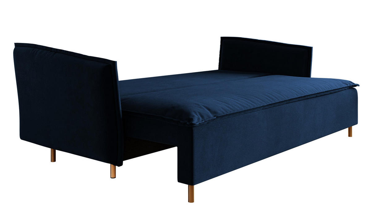 SCHLAFSOFA Ummo Dunkelblau Velours - Goldfarben/Dunkelblau, Textil/Metall (230/88/90cm) - Selsey