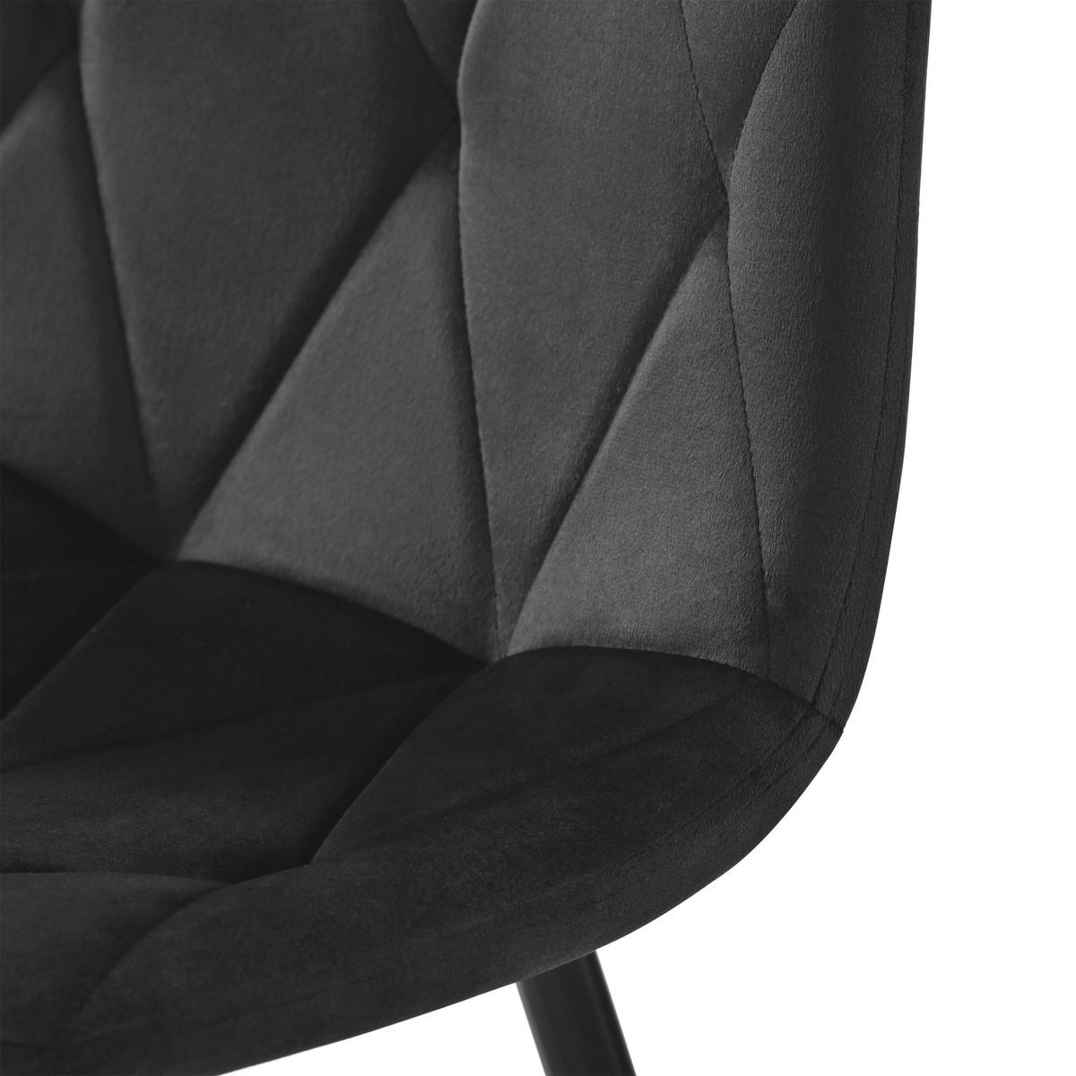 ESSGRUPPE 5-teilig mit Marmoroptik-Esstisch 117×68 und vier schwarzen Samtstühlen als modernes rechteckiges Küchenset, weiß-schwarz - Schwarz, Holzwerkstoff (68/75/117cm) - Luhomfu