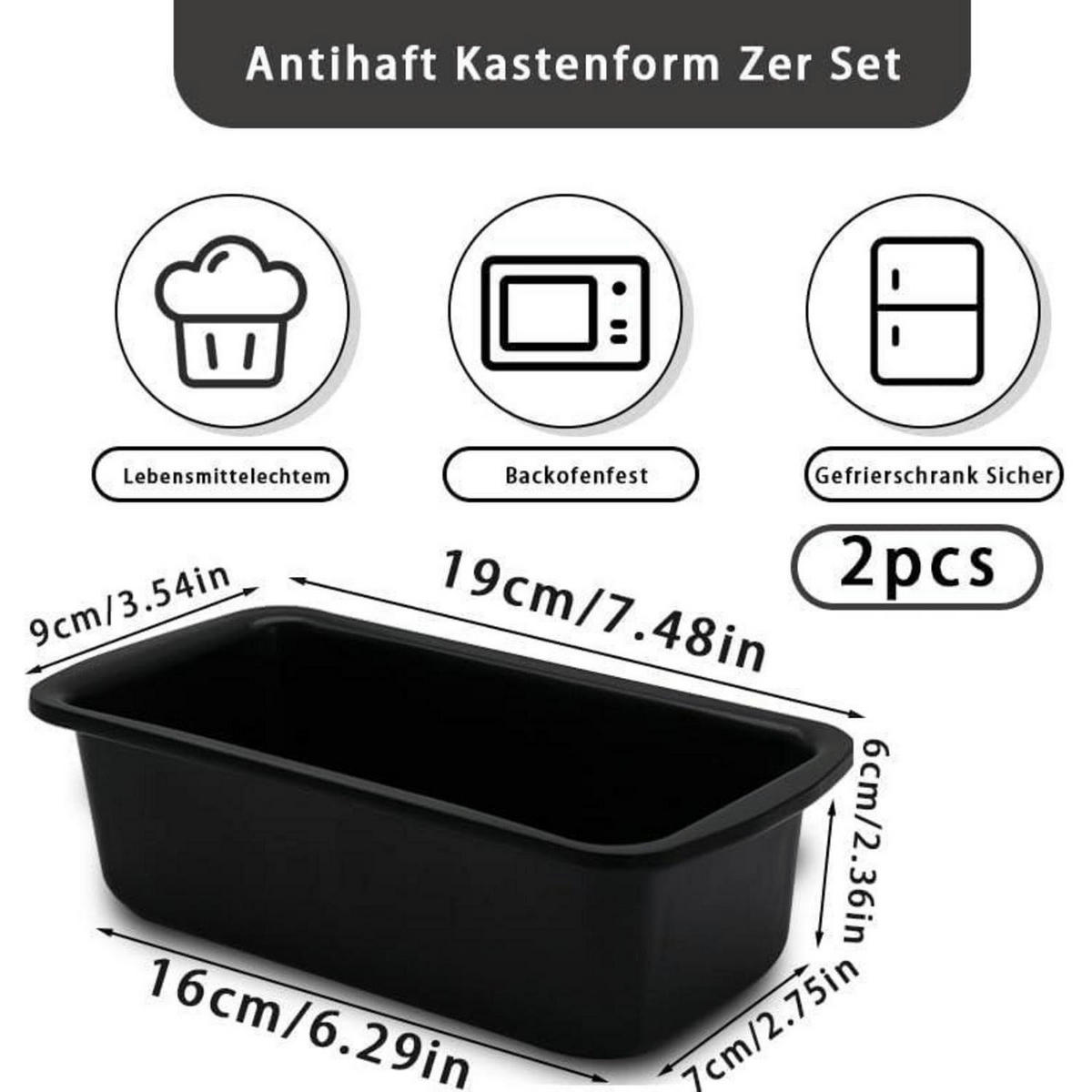 BROTBACKFORM 2-teiliges Set Edelstahl 19 x 9 x 6 cm Antihaftbeschichtet - Anthrazit, Metall (9/6/19cm)