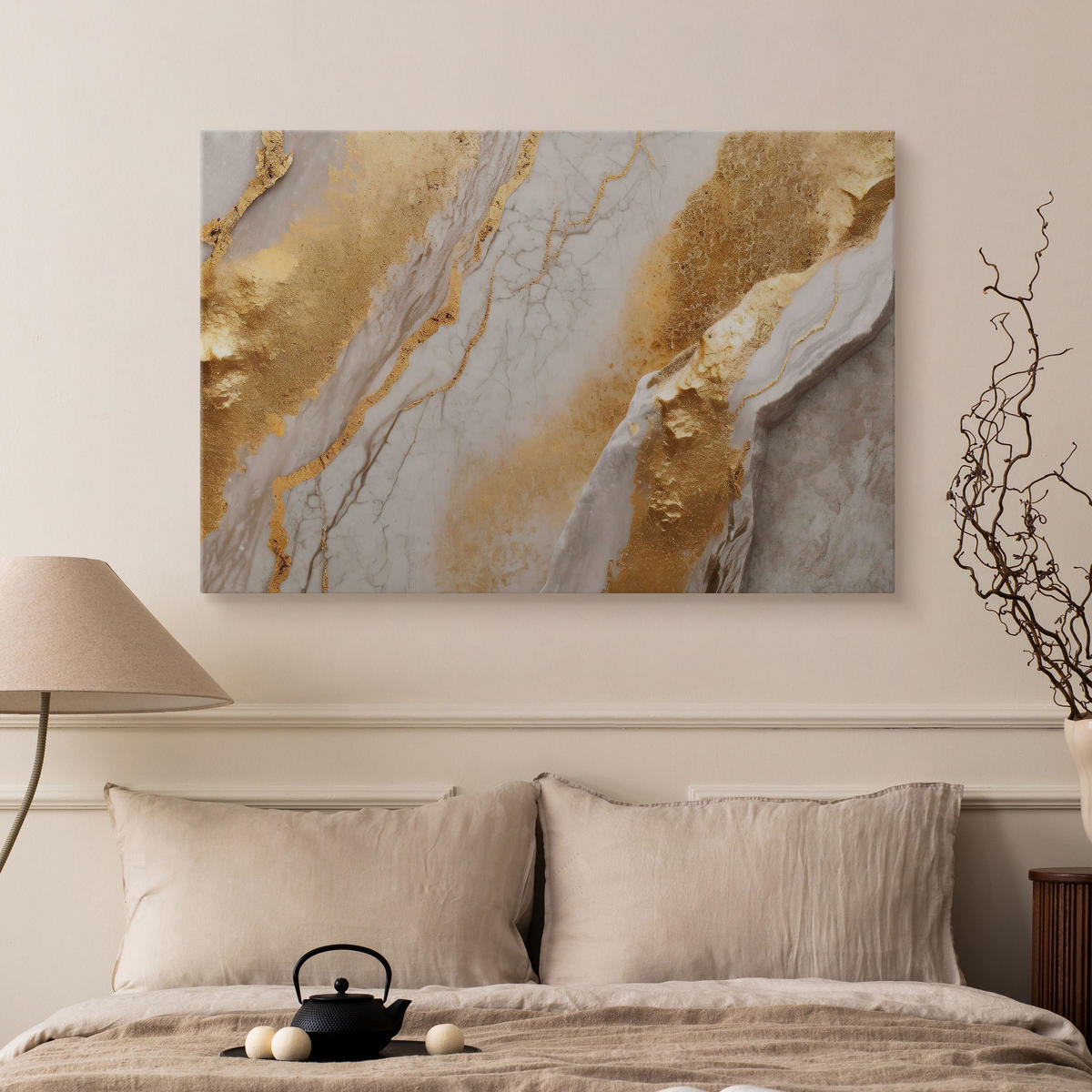 WANDBILD Abstraktion MARMOR Glamour 3D Effekt 40/30 cm - Weiß/Grau, Textil (40/30cm) - Muralo