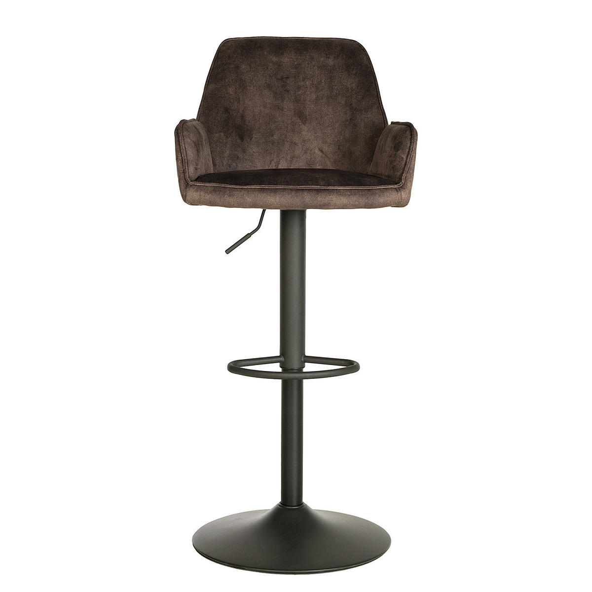 BARSTUHL - 2er-Set - Samt / Eisen - Schwarz/Braun, Textil/Metall (52/99/51cm) - home24