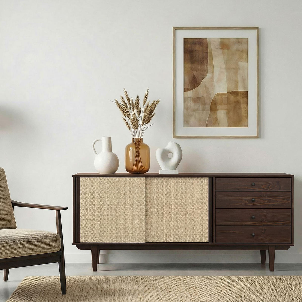 SIDEBOARD SIMONA - Nussbaumfarben, Holz (175/76/41cm) - IDIMEX