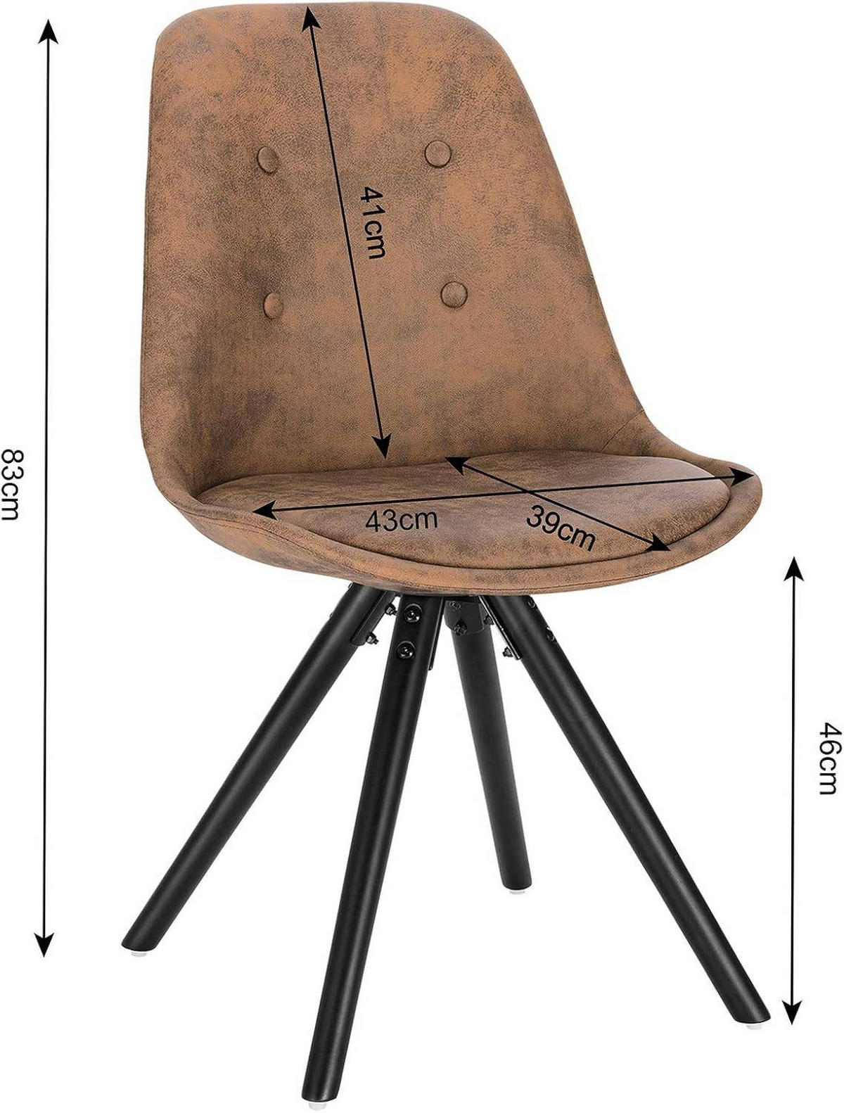 ESSZIMMERSTÜHLE 1er Set, Polsterstuhl, Dunkelbraun - Dunkelbraun/Schwarz, Holz/Textil (43/83/44.5cm) - Woltu