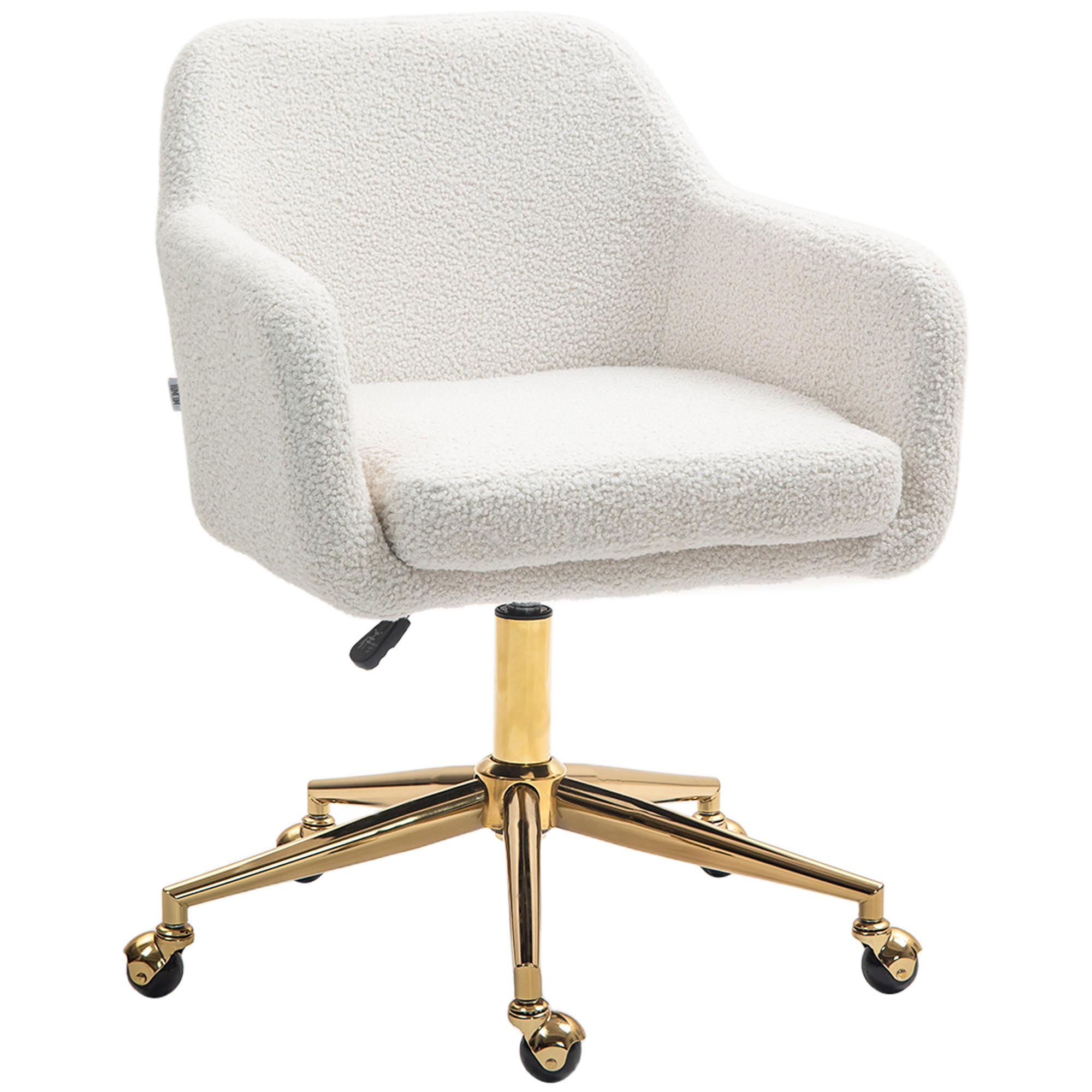 HOMEOFFICE-STUHL, höhenverstellbarer Bürostuhl mit Rollen, Samtartiger Bezug, Metallbasis, Cremeweiß - Creme, Textil (61/88/60cm)