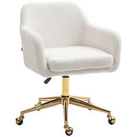 HOMEOFFICE-STUHL, höhenverstellbarer Bürostuhl mit Rollen, Samtartiger Bezug, Metallbasis, Cremeweiß - Creme, Textil (61/88/60cm)