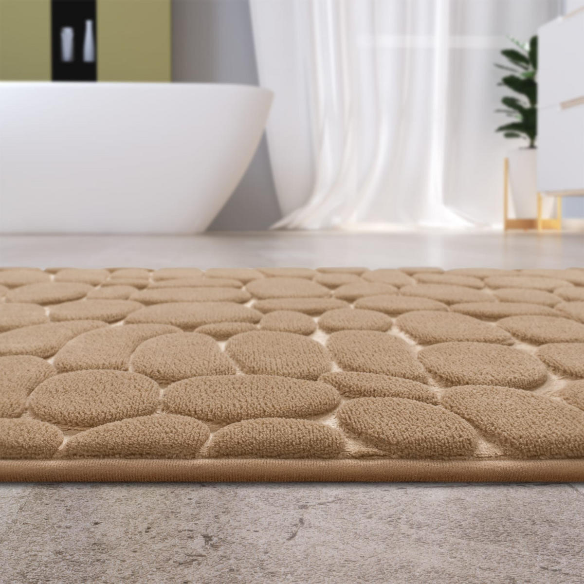 BADEMATTE 50/80 cm Corby 256 - Beige, Kunststoff (50/80cm) - Paco Home