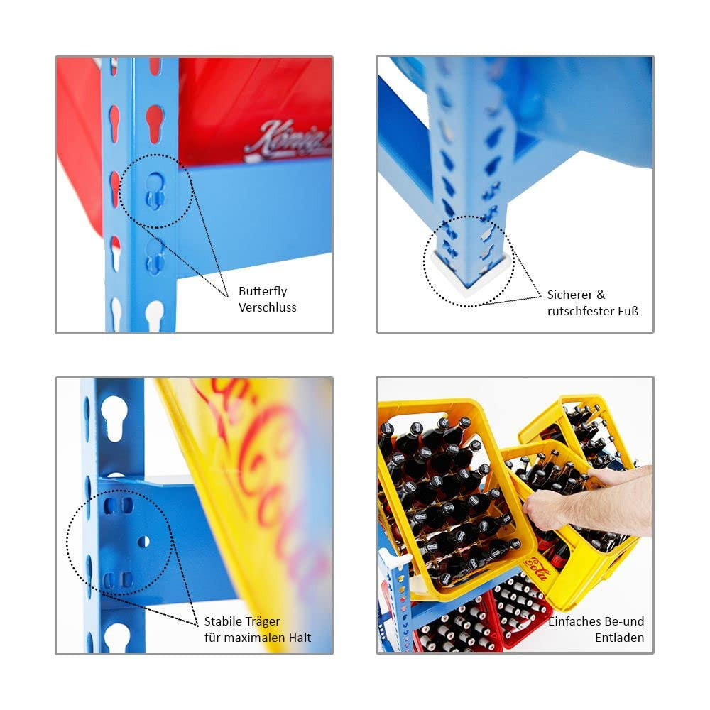 PROREGAL GETRÄNKEKISTENREGAL Blau 100cm × 30cm × 100cm