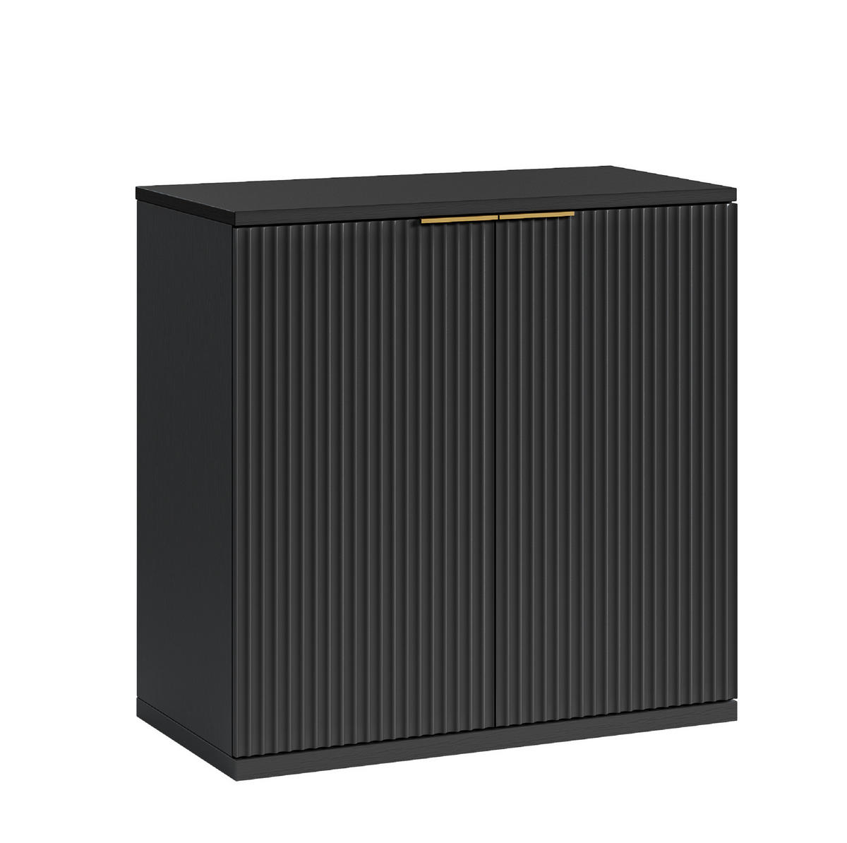 BOČNÍ skříň 80/40/80 cm černá z MDF s falcovaným čelem a zlatým madlem - černá, kompozitní dřevo (80/80/40cm) - OKWISH