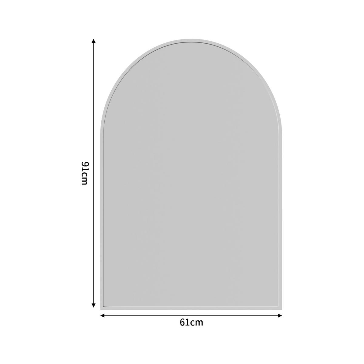 WANDSPIEGEL Bogenform 91 x 61 cm aus Sicherheitsglas mit Aluminiumrahmen weiß - Weiß, Metall (61/91/3cm)