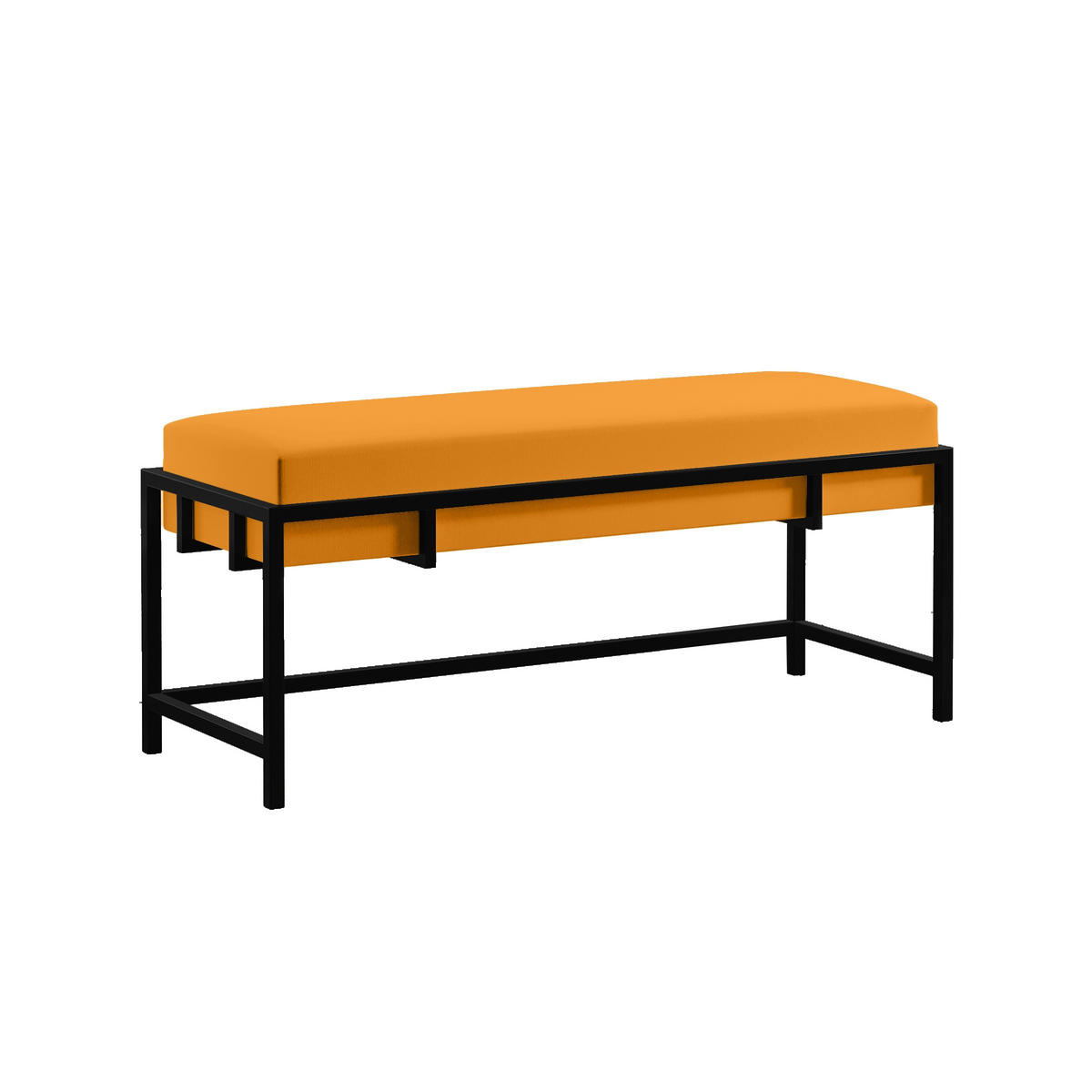 POLSTERBANK LAMO 100 Honig, Schwarz Gestell - Schwarz/Honig, Textil/Metall (100/45/35cm) - Bettso