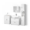 BADMÖBEL-SET Ronco Weiß Hochglanz 4 Teile, mit Schubladenschrank und Midischrank - Weiß Hochglanz/Weiß, Holzwerkstoff (80/58/41cm) - Livinity®