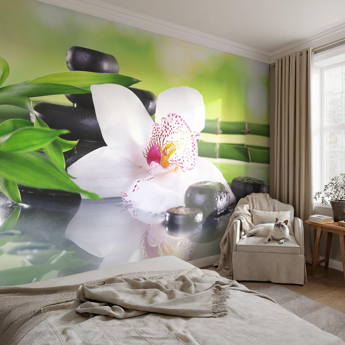 FOTOTAPETE 104x70 cm - Die Ruhe der Natur - Grün, Textil (104/70cm) - Wallfluent