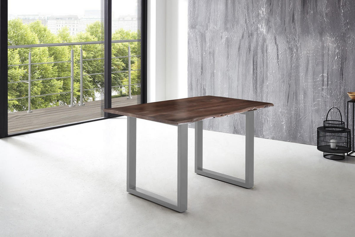 ESSTISCH LUBIN - Silberfarben/Braun, Holz/Metall (85/160/77cm) - SAM