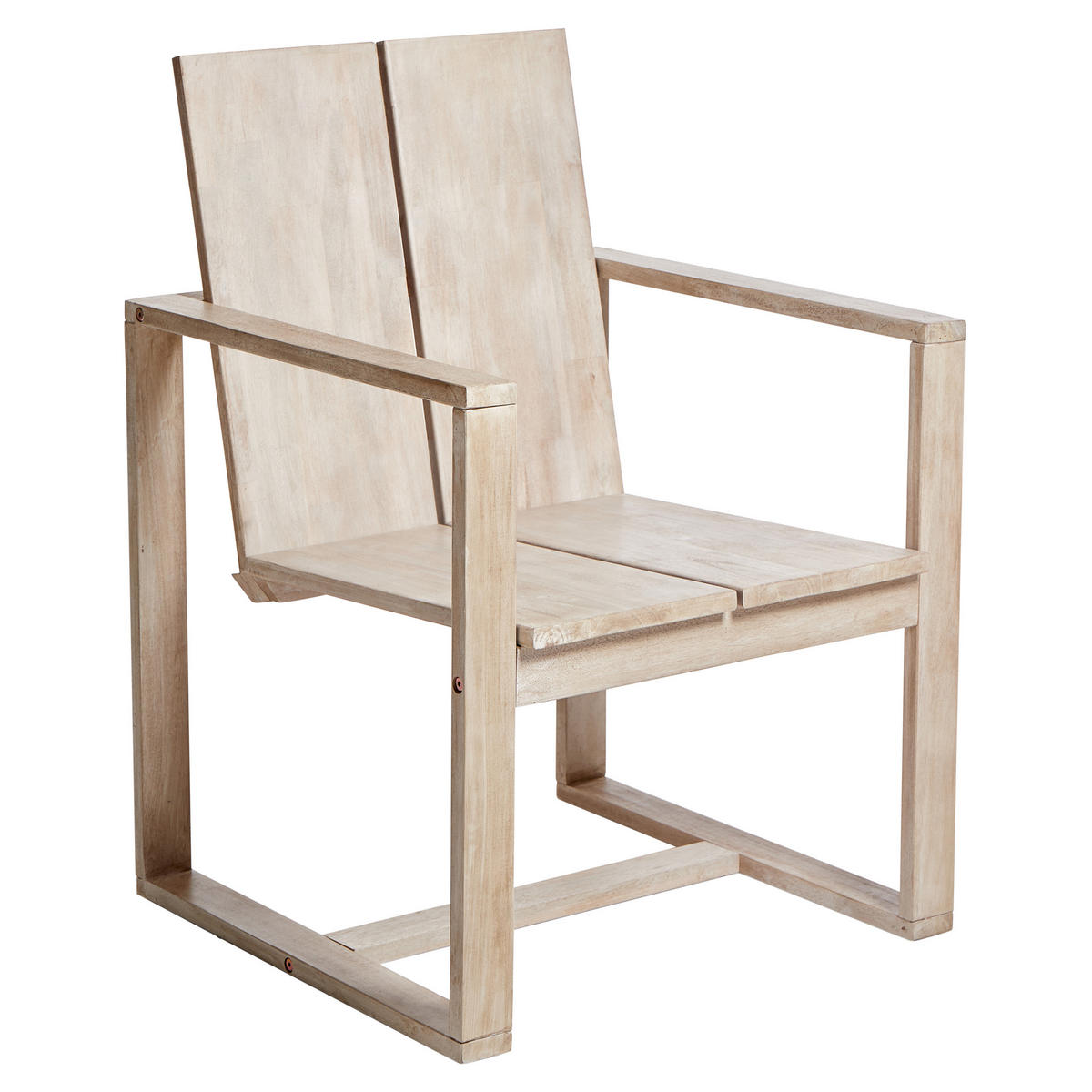 GARTENSTUHL 2er Set Heller Holzfarbton Azzanello - Hellbraun/Weiß, Holz (63/90/61cm) - Beliani