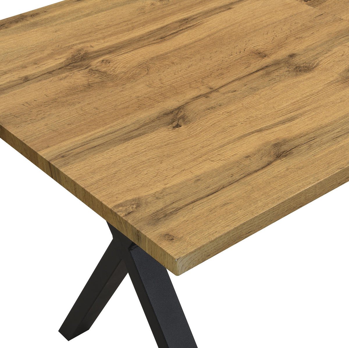 ESSTISCH 140/80/76 cm in Eichefarben mit Kreuzgestell und MDF-Tischplatte - Eichefarben, Holzwerkstoff (140/80/76cm) - Flora Grace