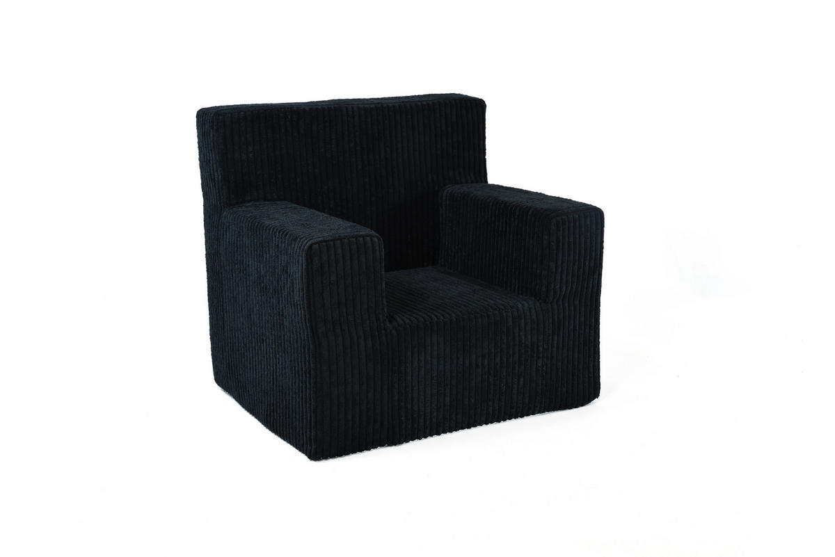 KINDERSESSEL aus Kuschel-Cord in Schwarz - Schwarz, Textil (51/47/33cm) - Fortisline