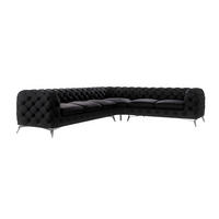 ECKSOFA Chesterfield Laura Schwarz Samt - Silberfarben/Schwarz, Holz/Textil (323/264cm) - S-Style Möbel