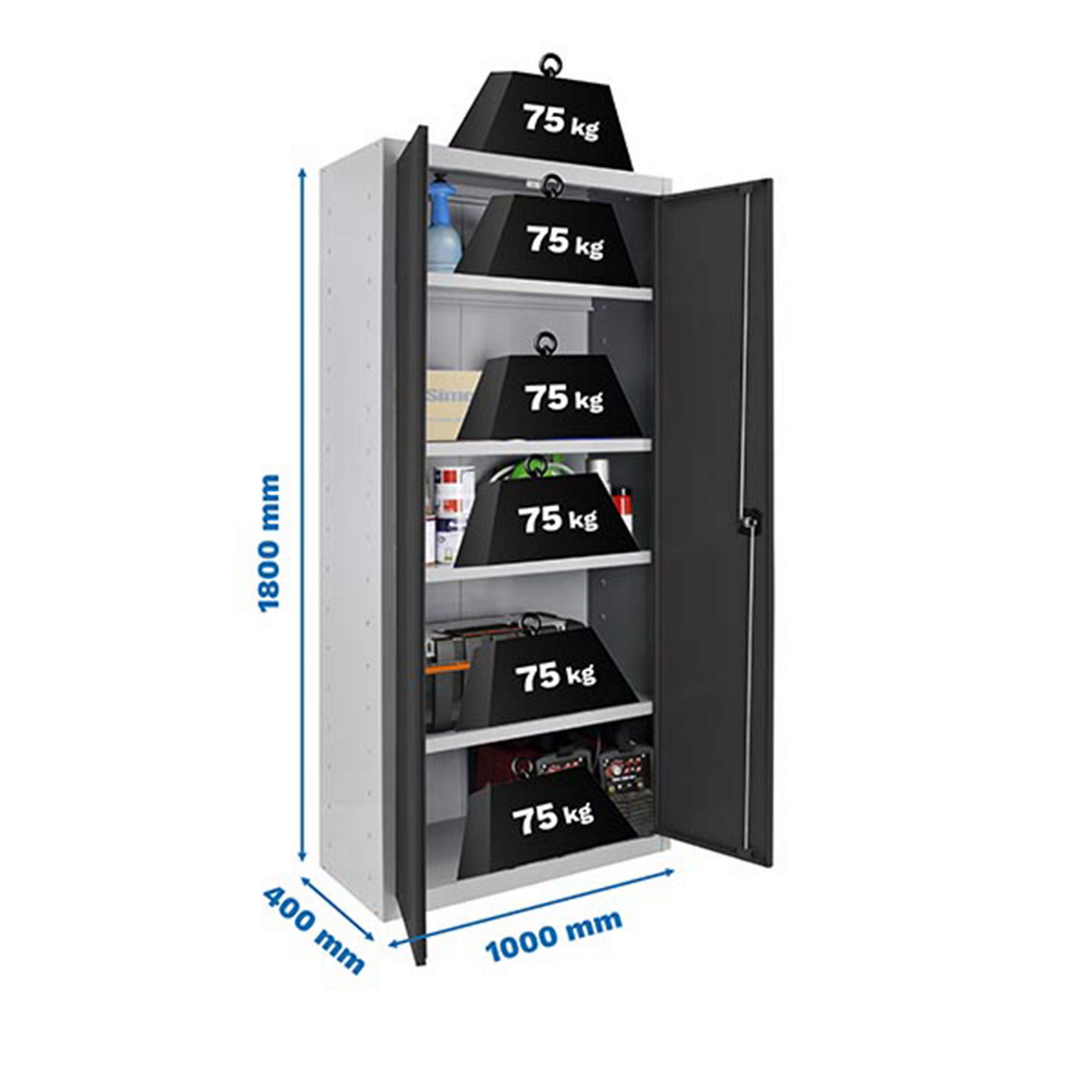 PROREGAL STAHLSCHRANK Anthrazit 100cm × 40cm × 180cm
