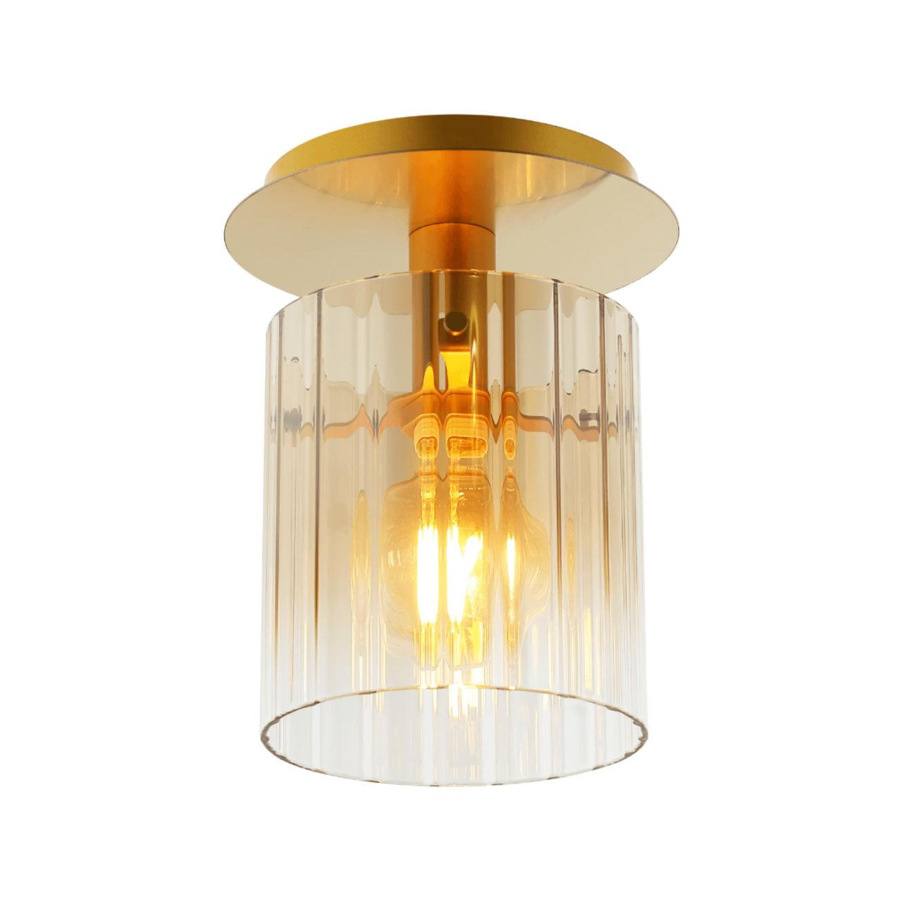 DECKENLEUCHTE Elyora, Bernstein und Gold, 27.5cm - Bernsteinfarben, Glas (27.5/18/27.5cm) - KOSILUM