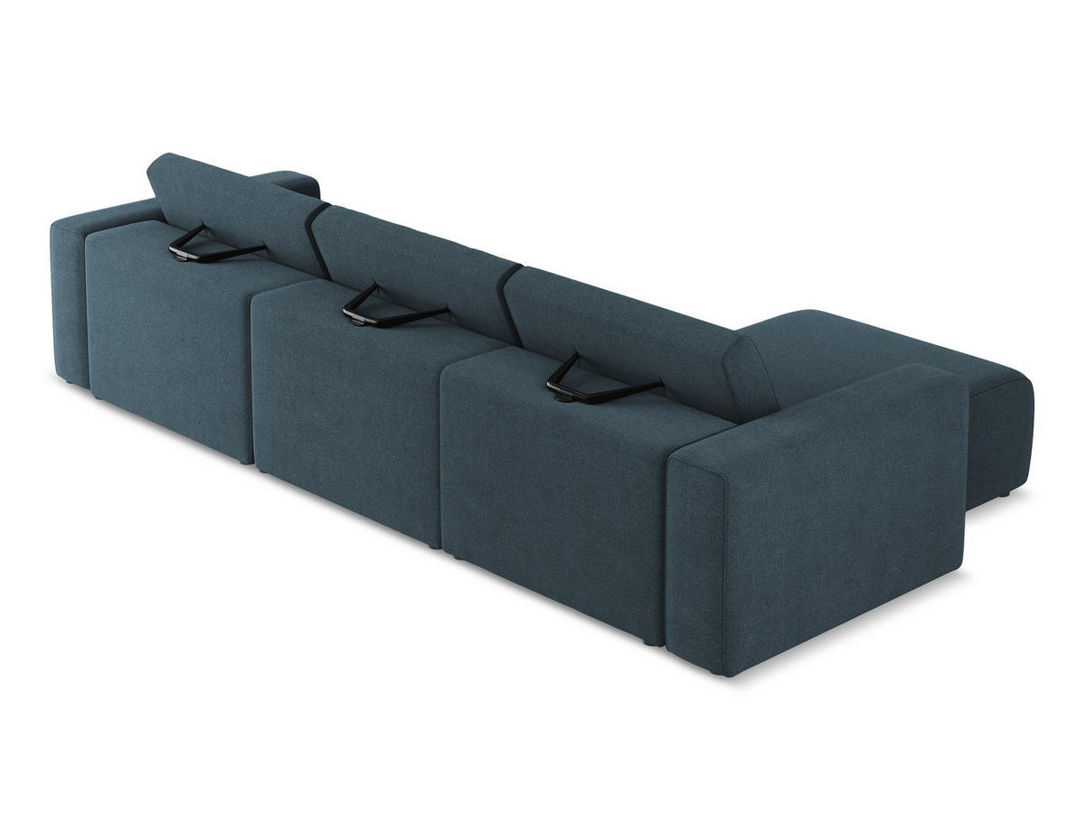 ECKSOFA Links Strukturstoff Stoff Blau - Blau/Pink, Kunststoff/Textil (167/314cm) - Makamii