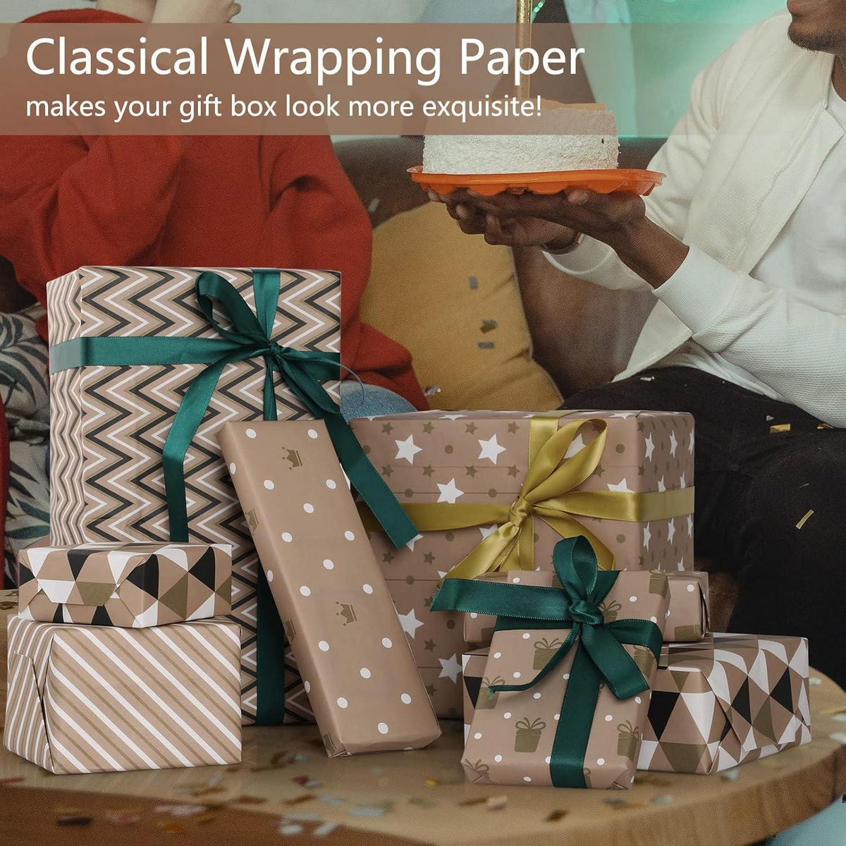 GESCHENKPAPIER Set 6 Blatt 70 x 50 cm Kraftpapier - Multicolor, Papier (50/0.1/70cm)