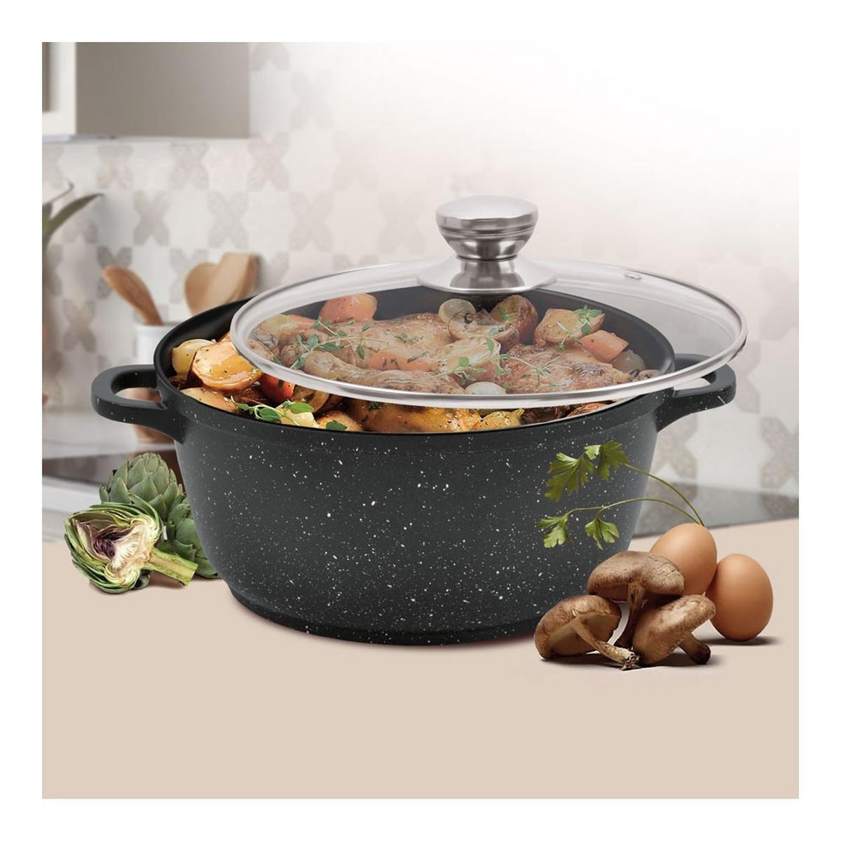 TOPF Graphit 38/28/12 cm MR4228 - Graphitfarben, Metall (28cm) - Maestro 