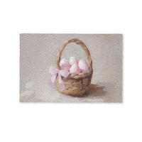 FUSSMATTE Korb - Eier - Rosa 90x60 cm - Beige, Kunststoff (60/90cm) - MuchoWow