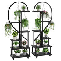 PFLANZENREGAL 2er Set rollbar 6-stufig Pflanzenständer Schwarz - Schwarz, Metall (55/172/30cm) - Kaket